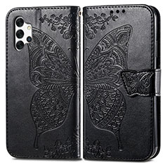 Coque Portefeuille Papillon Livre Cuir Etui Clapet pour Samsung Galaxy A32 4G Noir