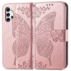 Coque Portefeuille Papillon Livre Cuir Etui Clapet pour Samsung Galaxy A32 4G Rose