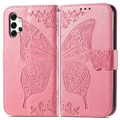 Coque Portefeuille Papillon Livre Cuir Etui Clapet pour Samsung Galaxy A32 4G Rose Rouge