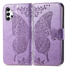 Coque Portefeuille Papillon Livre Cuir Etui Clapet pour Samsung Galaxy A32 4G Violet Clair