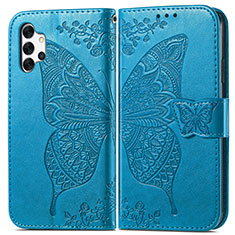 Coque Portefeuille Papillon Livre Cuir Etui Clapet pour Samsung Galaxy A32 5G Bleu