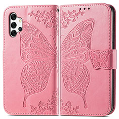 Coque Portefeuille Papillon Livre Cuir Etui Clapet pour Samsung Galaxy A32 5G Rose Rouge