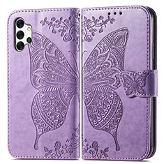 Coque Portefeuille Papillon Livre Cuir Etui Clapet pour Samsung Galaxy A32 5G Violet Clair