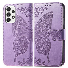 Coque Portefeuille Papillon Livre Cuir Etui Clapet pour Samsung Galaxy A33 5G Violet Clair