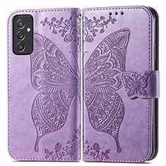 Coque Portefeuille Papillon Livre Cuir Etui Clapet pour Samsung Galaxy A34 5G Violet Clair