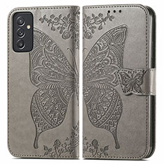 Coque Portefeuille Papillon Livre Cuir Etui Clapet pour Samsung Galaxy A35 5G Gris