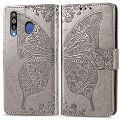 Coque Portefeuille Papillon Livre Cuir Etui Clapet pour Samsung Galaxy A40s Gris