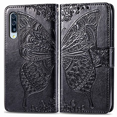 Coque Portefeuille Papillon Livre Cuir Etui Clapet pour Samsung Galaxy A50 Noir