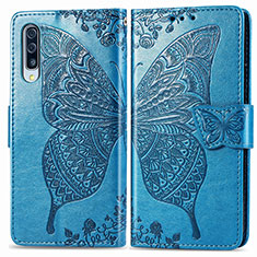 Coque Portefeuille Papillon Livre Cuir Etui Clapet pour Samsung Galaxy A50S Bleu