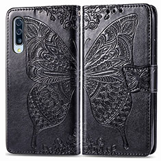 Coque Portefeuille Papillon Livre Cuir Etui Clapet pour Samsung Galaxy A50S Noir