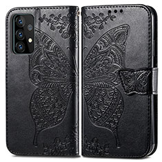 Coque Portefeuille Papillon Livre Cuir Etui Clapet pour Samsung Galaxy A52 4G Noir