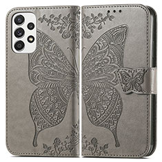 Coque Portefeuille Papillon Livre Cuir Etui Clapet pour Samsung Galaxy A53 5G Gris