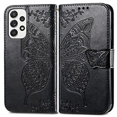 Coque Portefeuille Papillon Livre Cuir Etui Clapet pour Samsung Galaxy A53 5G Noir