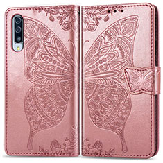 Coque Portefeuille Papillon Livre Cuir Etui Clapet pour Samsung Galaxy A70 Rose