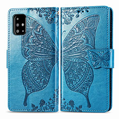 Coque Portefeuille Papillon Livre Cuir Etui Clapet pour Samsung Galaxy A71 5G Bleu