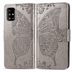 Coque Portefeuille Papillon Livre Cuir Etui Clapet pour Samsung Galaxy A71 5G Gris