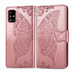 Coque Portefeuille Papillon Livre Cuir Etui Clapet pour Samsung Galaxy A71 5G Rose