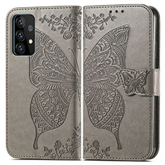Coque Portefeuille Papillon Livre Cuir Etui Clapet pour Samsung Galaxy A72 4G Gris