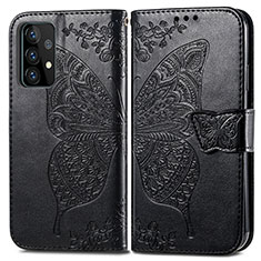 Coque Portefeuille Papillon Livre Cuir Etui Clapet pour Samsung Galaxy A72 4G Noir