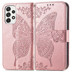 Coque Portefeuille Papillon Livre Cuir Etui Clapet pour Samsung Galaxy A73 5G Rose