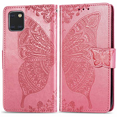 Coque Portefeuille Papillon Livre Cuir Etui Clapet pour Samsung Galaxy A81 Rose Rouge