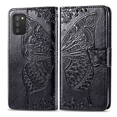 Coque Portefeuille Papillon Livre Cuir Etui Clapet pour Samsung Galaxy F02S SM-E025F Noir