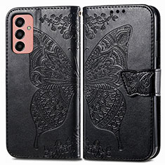 Coque Portefeuille Papillon Livre Cuir Etui Clapet pour Samsung Galaxy F13 4G Noir