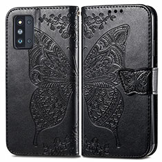 Coque Portefeuille Papillon Livre Cuir Etui Clapet pour Samsung Galaxy F52 5G Noir