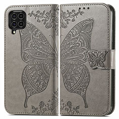 Coque Portefeuille Papillon Livre Cuir Etui Clapet pour Samsung Galaxy F62 5G Gris