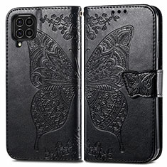 Coque Portefeuille Papillon Livre Cuir Etui Clapet pour Samsung Galaxy F62 5G Noir