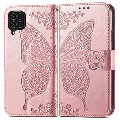 Coque Portefeuille Papillon Livre Cuir Etui Clapet pour Samsung Galaxy F62 5G Rose