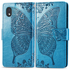 Coque Portefeuille Papillon Livre Cuir Etui Clapet pour Samsung Galaxy M01 Core Bleu