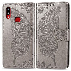 Coque Portefeuille Papillon Livre Cuir Etui Clapet pour Samsung Galaxy M01s Gris