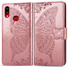 Coque Portefeuille Papillon Livre Cuir Etui Clapet pour Samsung Galaxy M01s Rose