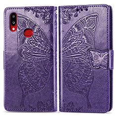 Coque Portefeuille Papillon Livre Cuir Etui Clapet pour Samsung Galaxy M01s Violet