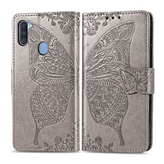 Coque Portefeuille Papillon Livre Cuir Etui Clapet pour Samsung Galaxy M11 Gris