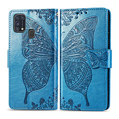Coque Portefeuille Papillon Livre Cuir Etui Clapet pour Samsung Galaxy M31 Prime Edition Bleu