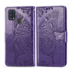 Coque Portefeuille Papillon Livre Cuir Etui Clapet pour Samsung Galaxy M31 Prime Edition Violet
