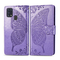 Coque Portefeuille Papillon Livre Cuir Etui Clapet pour Samsung Galaxy M31 Prime Edition Violet Clair