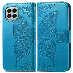 Coque Portefeuille Papillon Livre Cuir Etui Clapet pour Samsung Galaxy M33 5G Bleu