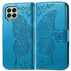 Coque Portefeuille Papillon Livre Cuir Etui Clapet pour Samsung Galaxy M53 5G Bleu