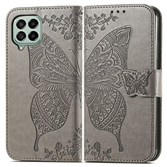 Coque Portefeuille Papillon Livre Cuir Etui Clapet pour Samsung Galaxy M53 5G Gris