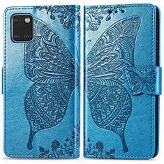 Coque Portefeuille Papillon Livre Cuir Etui Clapet pour Samsung Galaxy M60s Bleu