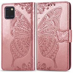 Coque Portefeuille Papillon Livre Cuir Etui Clapet pour Samsung Galaxy M60s Rose