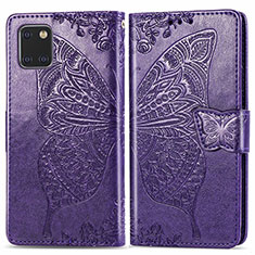 Coque Portefeuille Papillon Livre Cuir Etui Clapet pour Samsung Galaxy M60s Violet