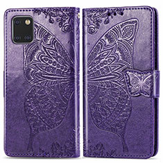 Coque Portefeuille Papillon Livre Cuir Etui Clapet pour Samsung Galaxy Note 10 Lite Violet