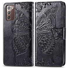 Coque Portefeuille Papillon Livre Cuir Etui Clapet pour Samsung Galaxy Note 20 5G Noir