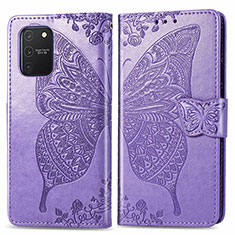 Coque Portefeuille Papillon Livre Cuir Etui Clapet pour Samsung Galaxy S10 Lite Violet Clair