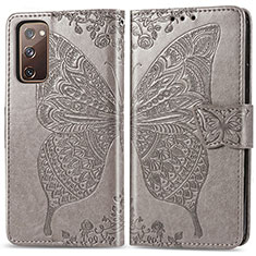 Coque Portefeuille Papillon Livre Cuir Etui Clapet pour Samsung Galaxy S20 FE 4G Gris