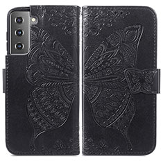 Coque Portefeuille Papillon Livre Cuir Etui Clapet pour Samsung Galaxy S21 FE 5G Noir